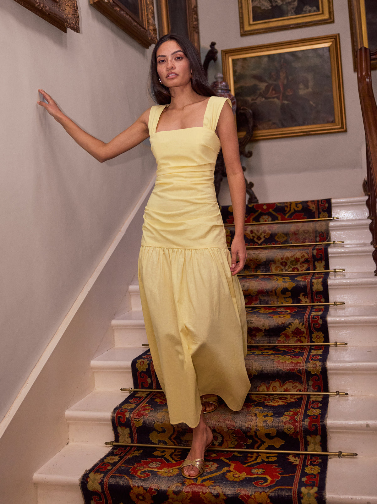 Reese Pastel Yellow Cotton Linen Dress By KITRI Studio