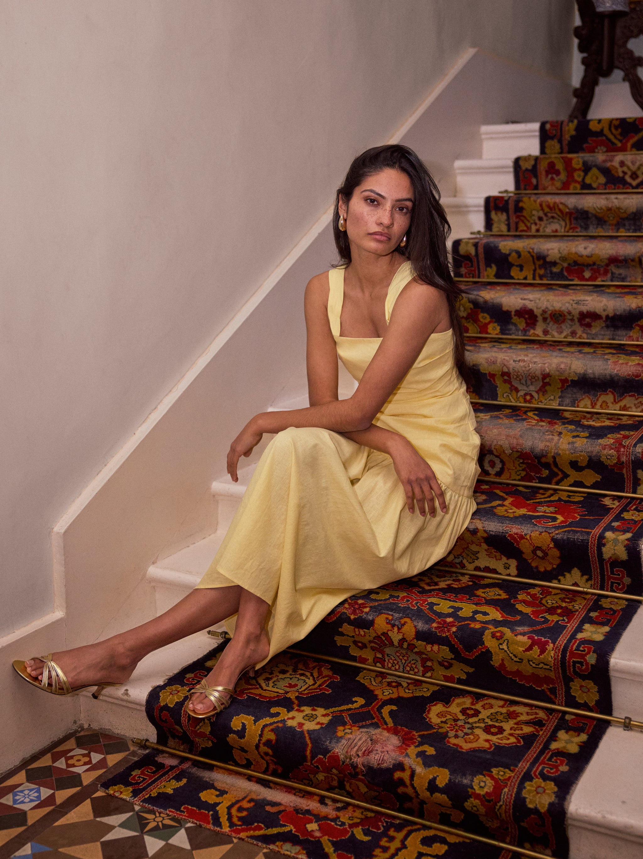 Reese Pastel Yellow Cotton Linen Dress | KITRI Studio Reese Pastel Yellow Cotton Linen Dress | KITRI Studio