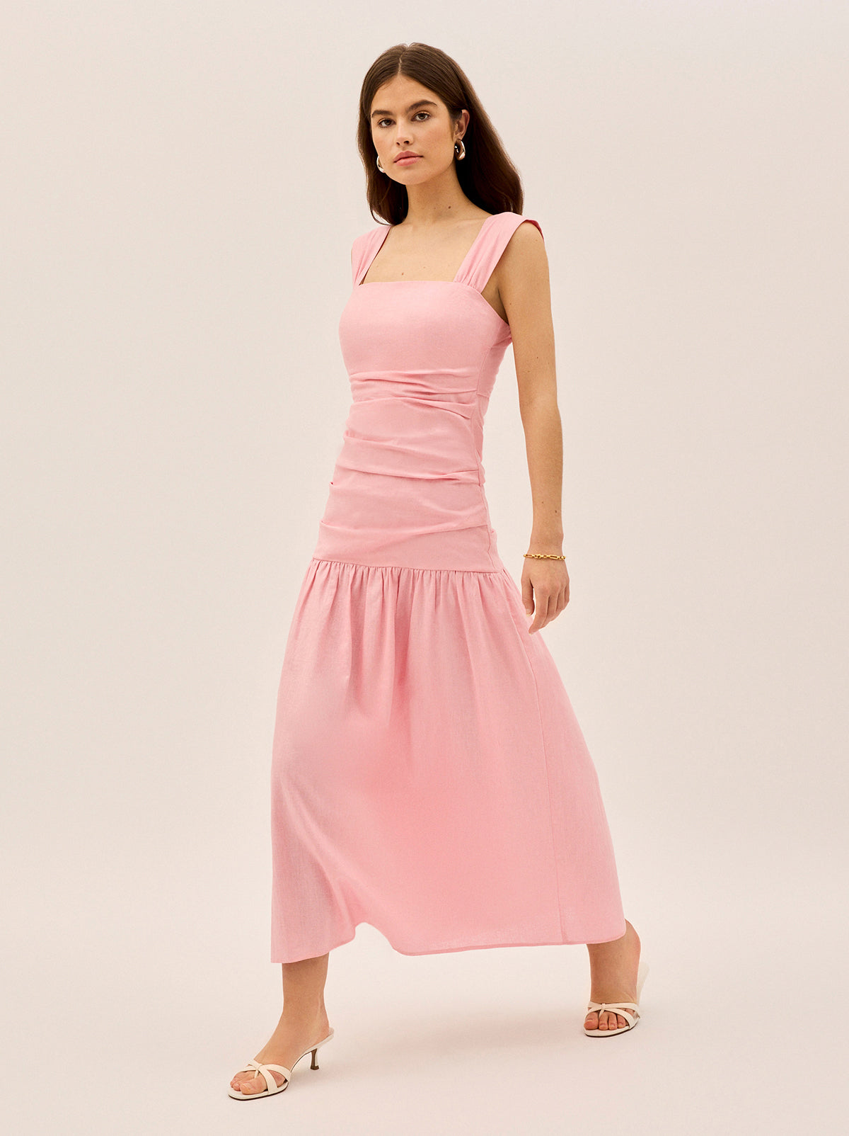 Reese Pink Cotton Linen Dress By KITRI Studio