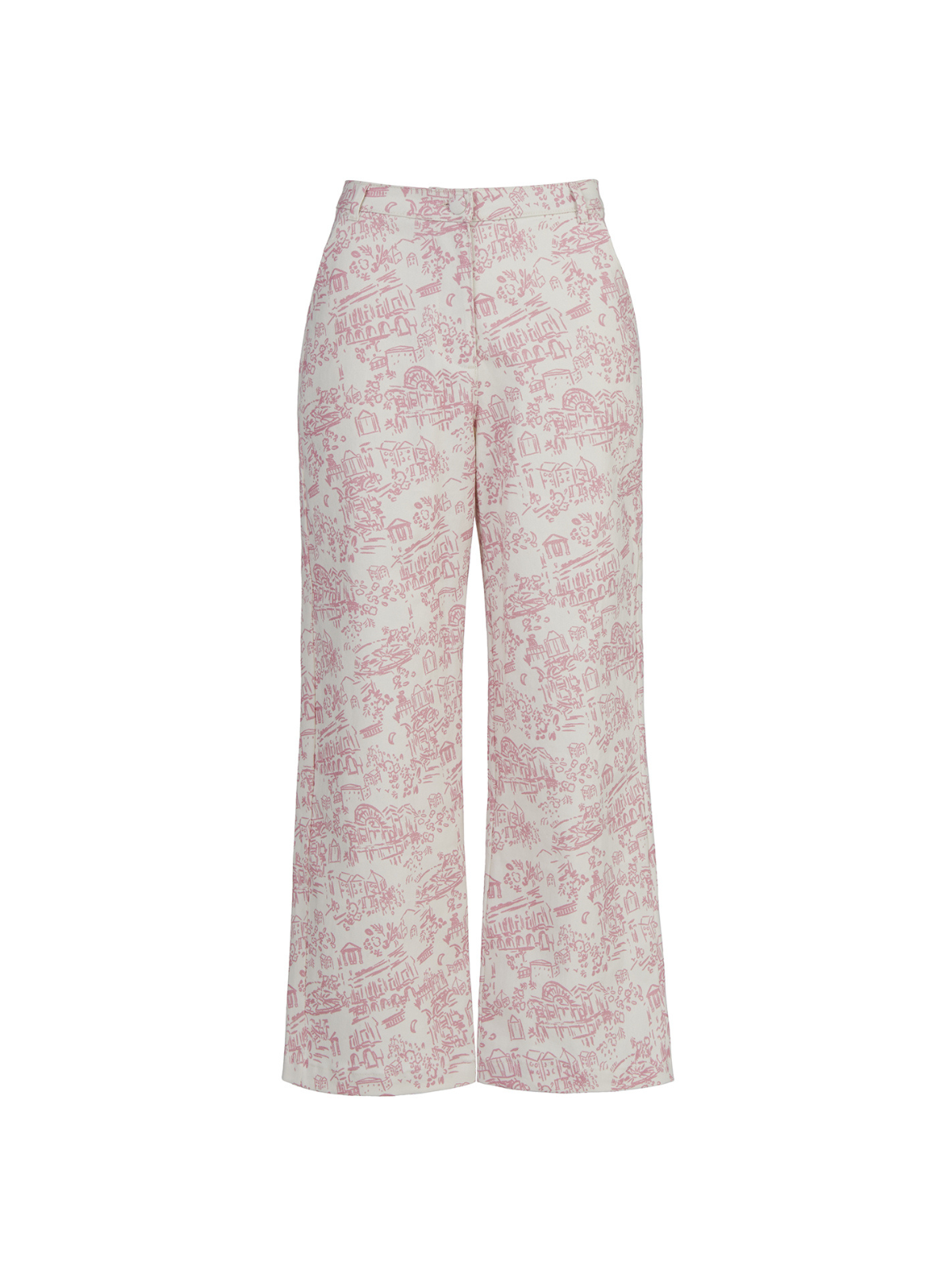 Remi Pink Theatre Print Denim Trousers By KITRI Studio