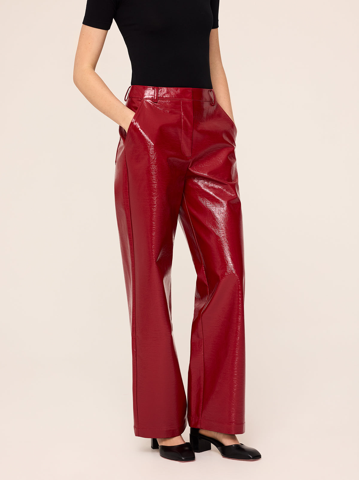 Remi Red Vinyl Trousers By KITRI Studio