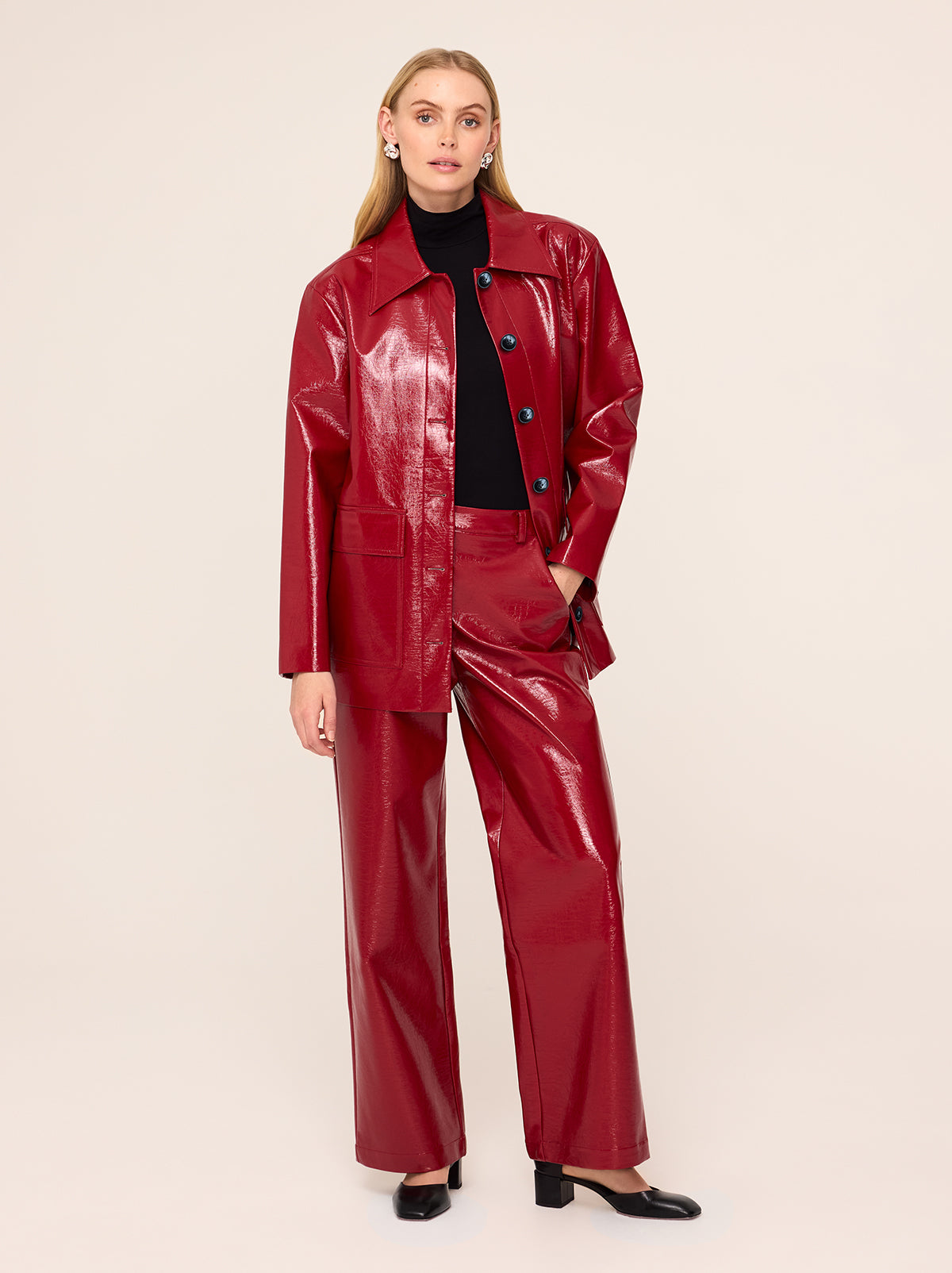 Remi Red Vinyl Trousers By KITRI Studio
