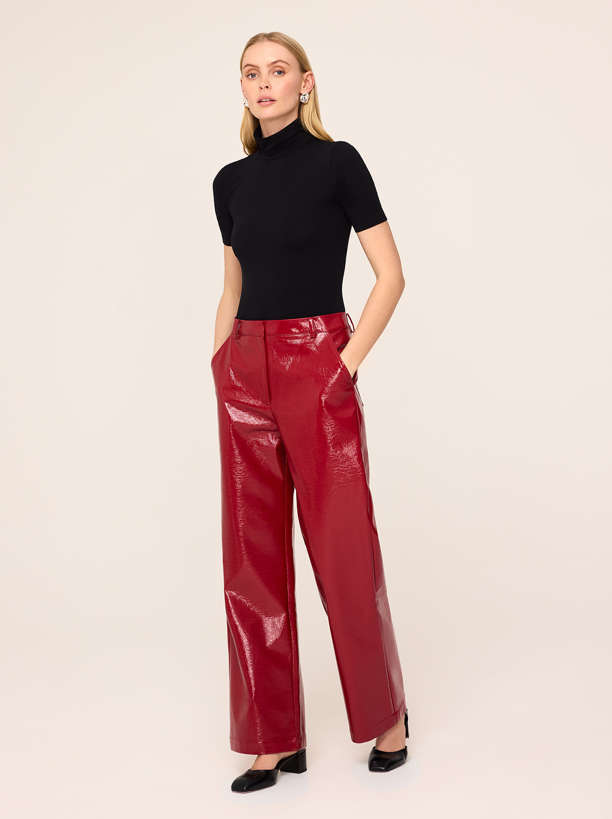 Remi Red Vinyl Trousers By KITRI Studio