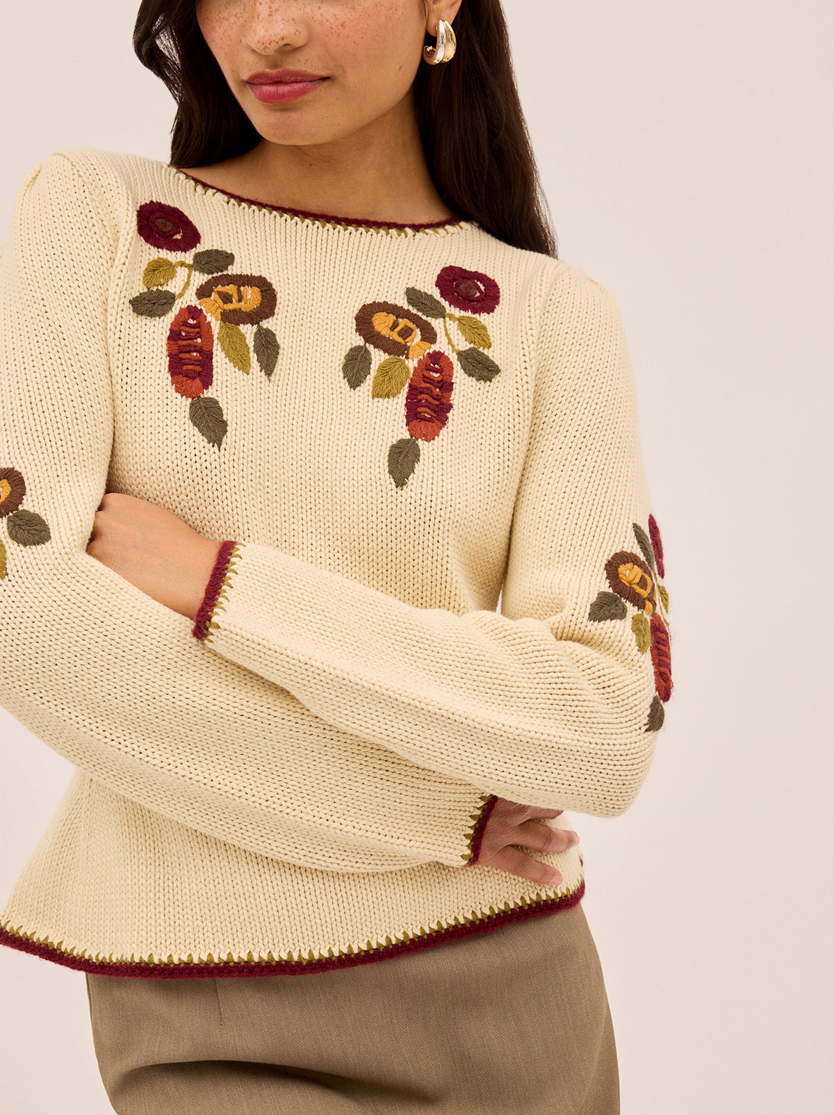 Renata Ivory Hand-Embroidered Jumper By KITRI Studio