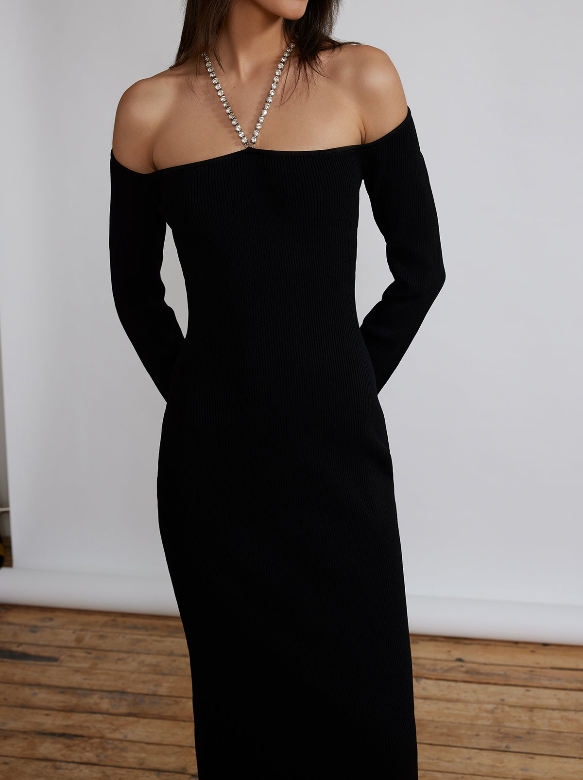 Renee Black Bardot Knit Dress