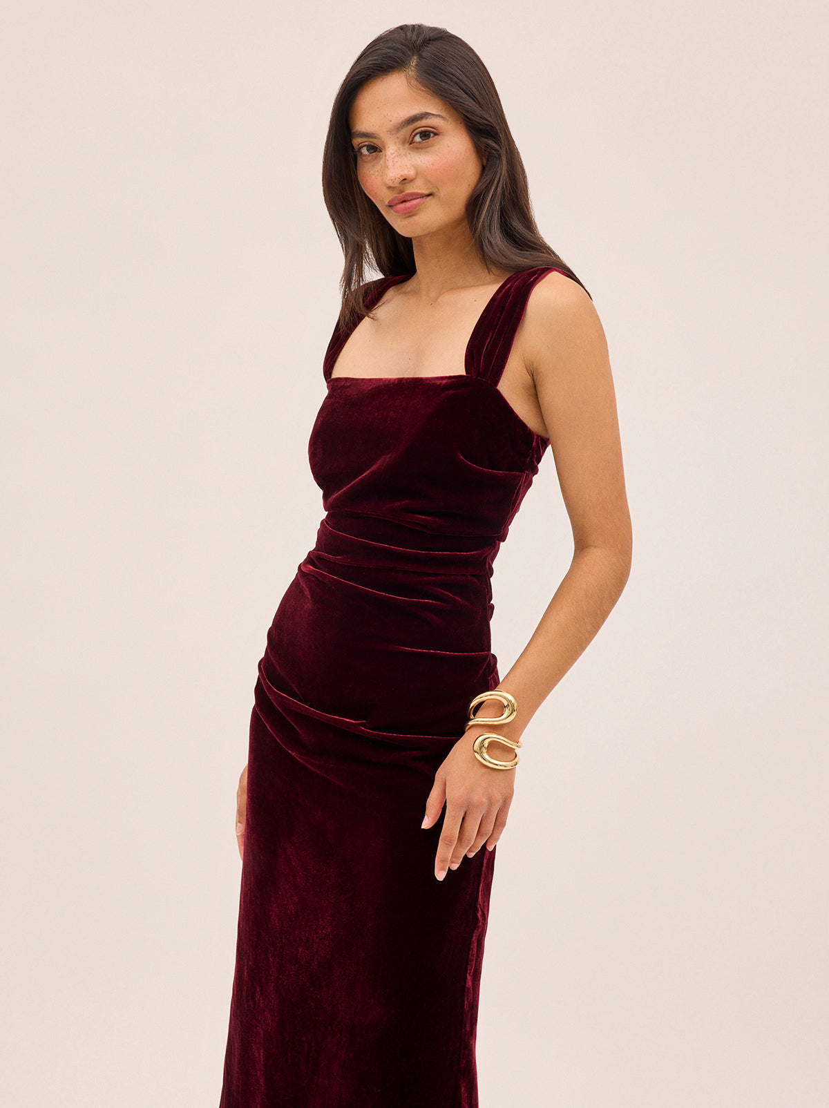 Rita Burgundy Velvet Dress By KITRI Studio