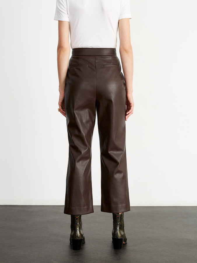 Roberta Brown Faux Leather Trousers | Women's Vegan Leather Trousers ...