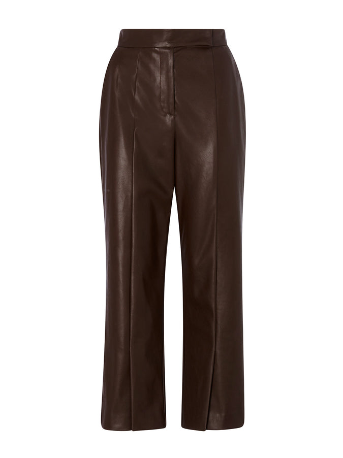 Roberta Brown Faux Leather Trousers | Women's Vegan Leather Trousers ...