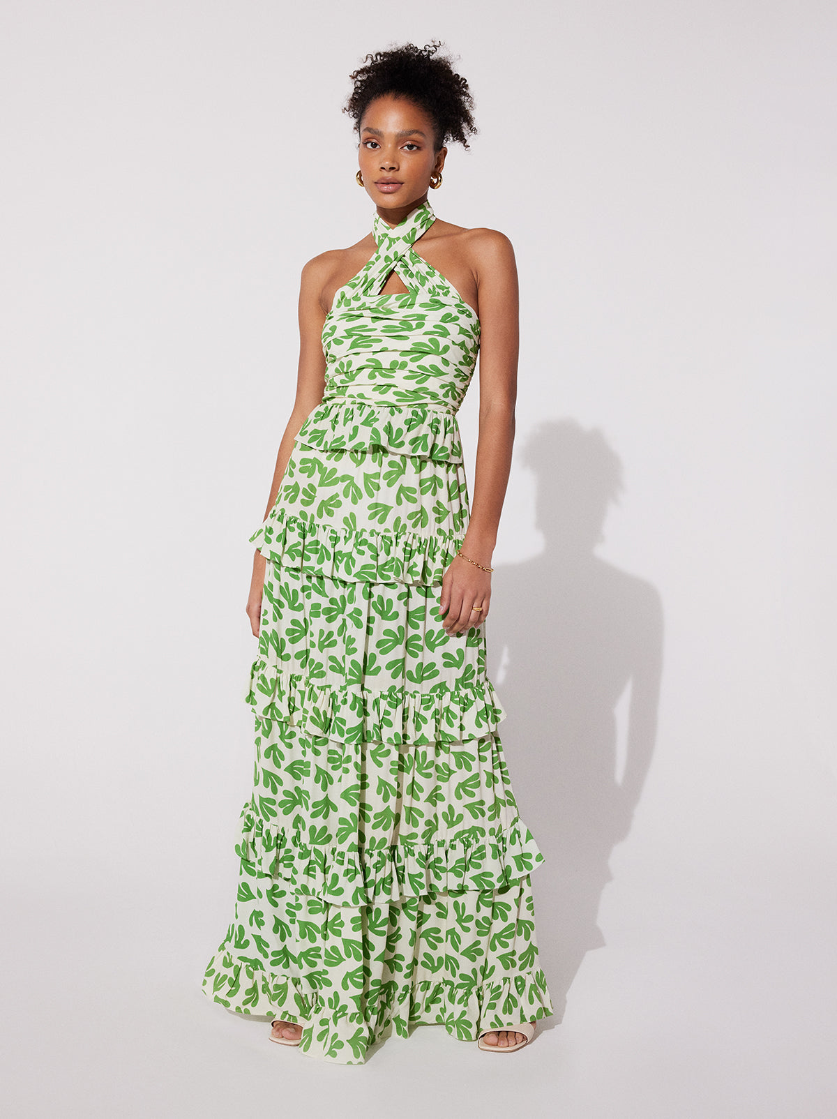Romily Leaf Print Maxi Dress
