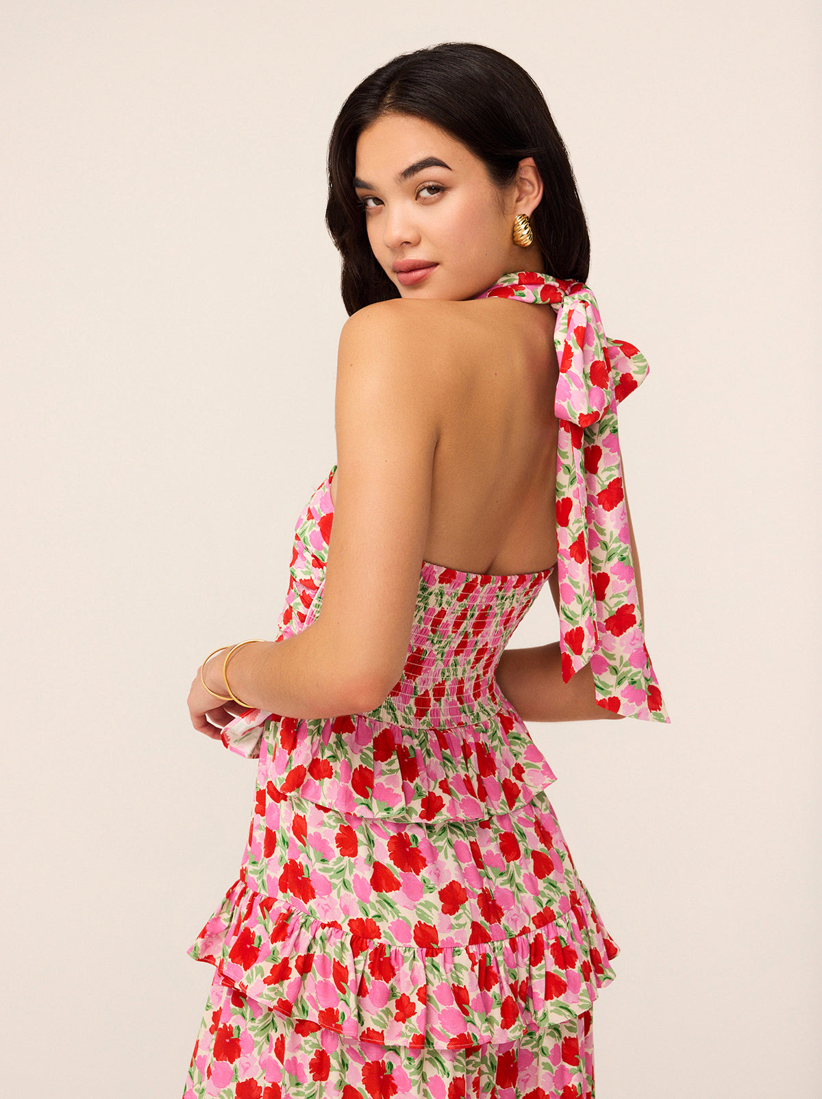 Romily Pink Floral Print Maxi Dress By KITRI Studio