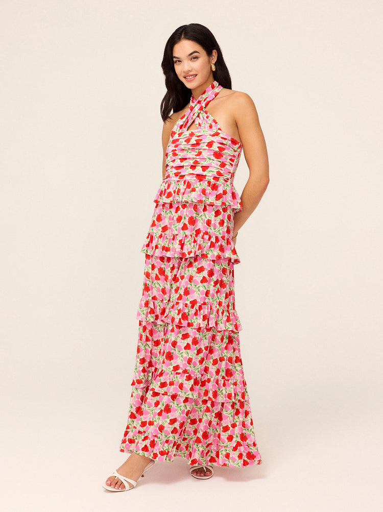 Romily Pink Floral Print Maxi Dress By KITRI Studio