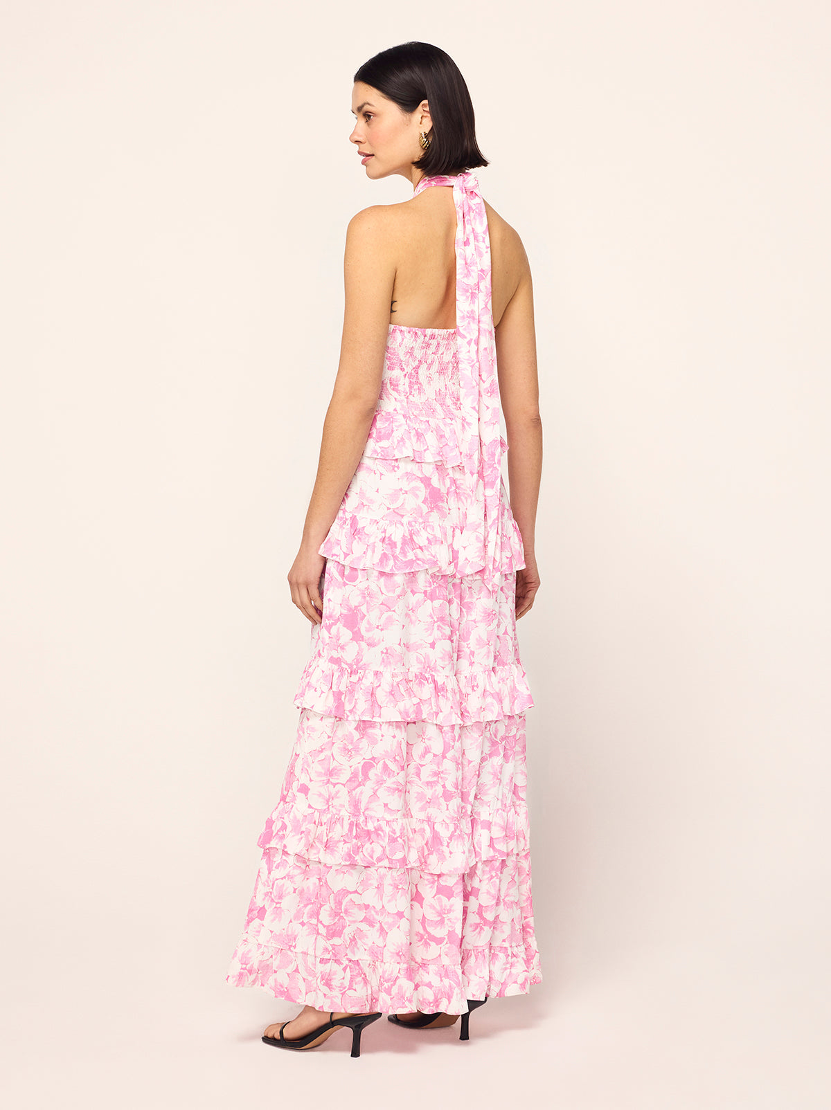 Romily Pink Pansy Print Maxi Dress By KITRI Studio