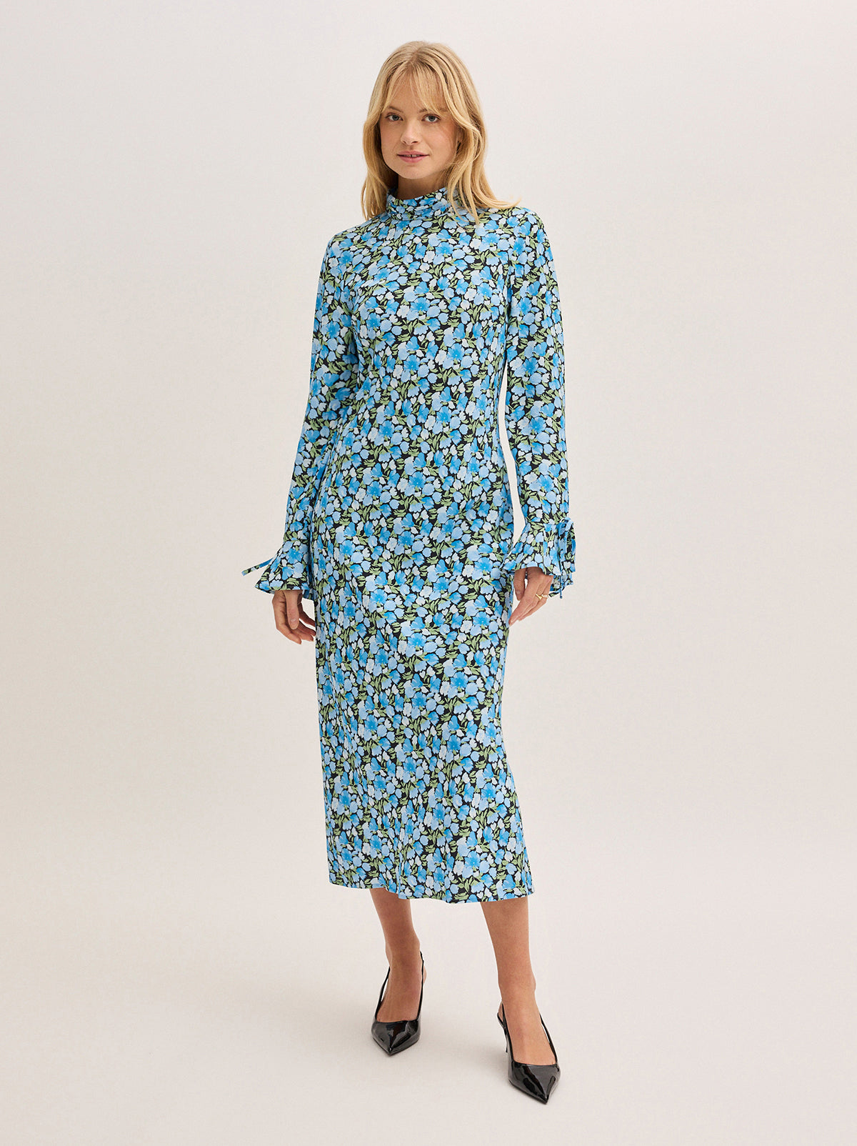 Rory Blue Floral Print Midi Dress By KITRI Studio