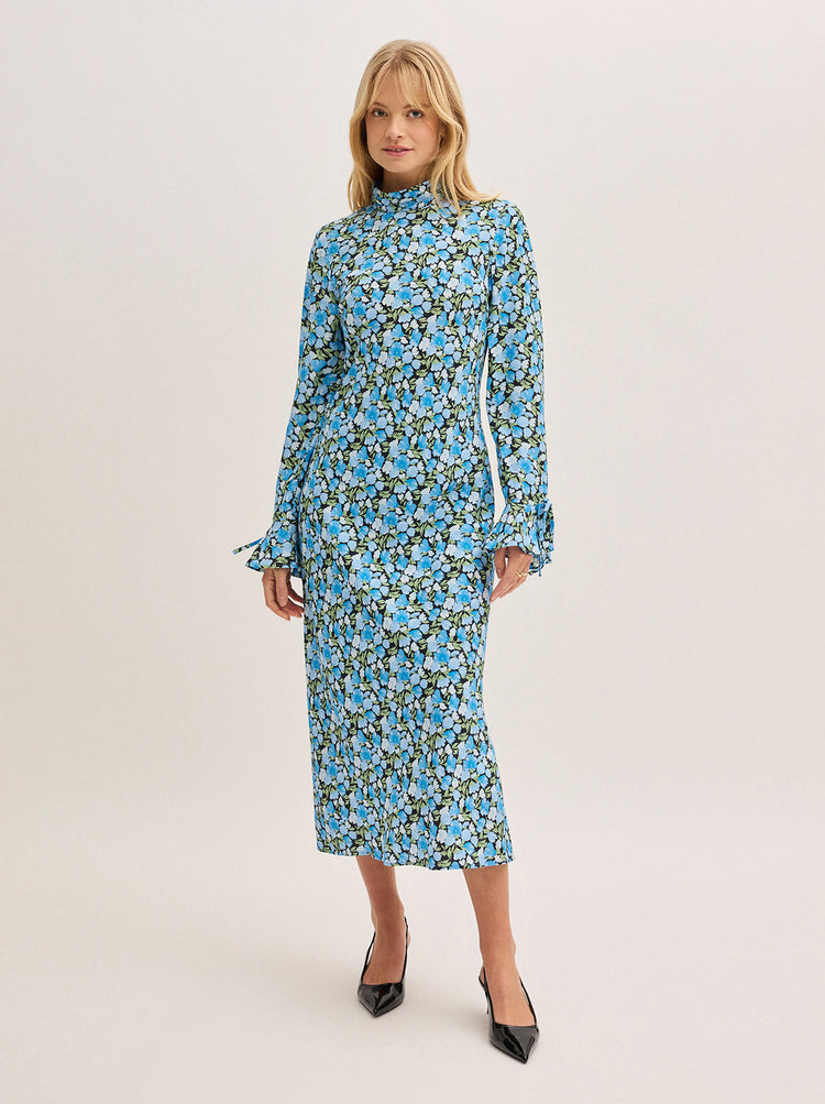 Rory Blue Floral Print Midi Dress By KITRI Studio