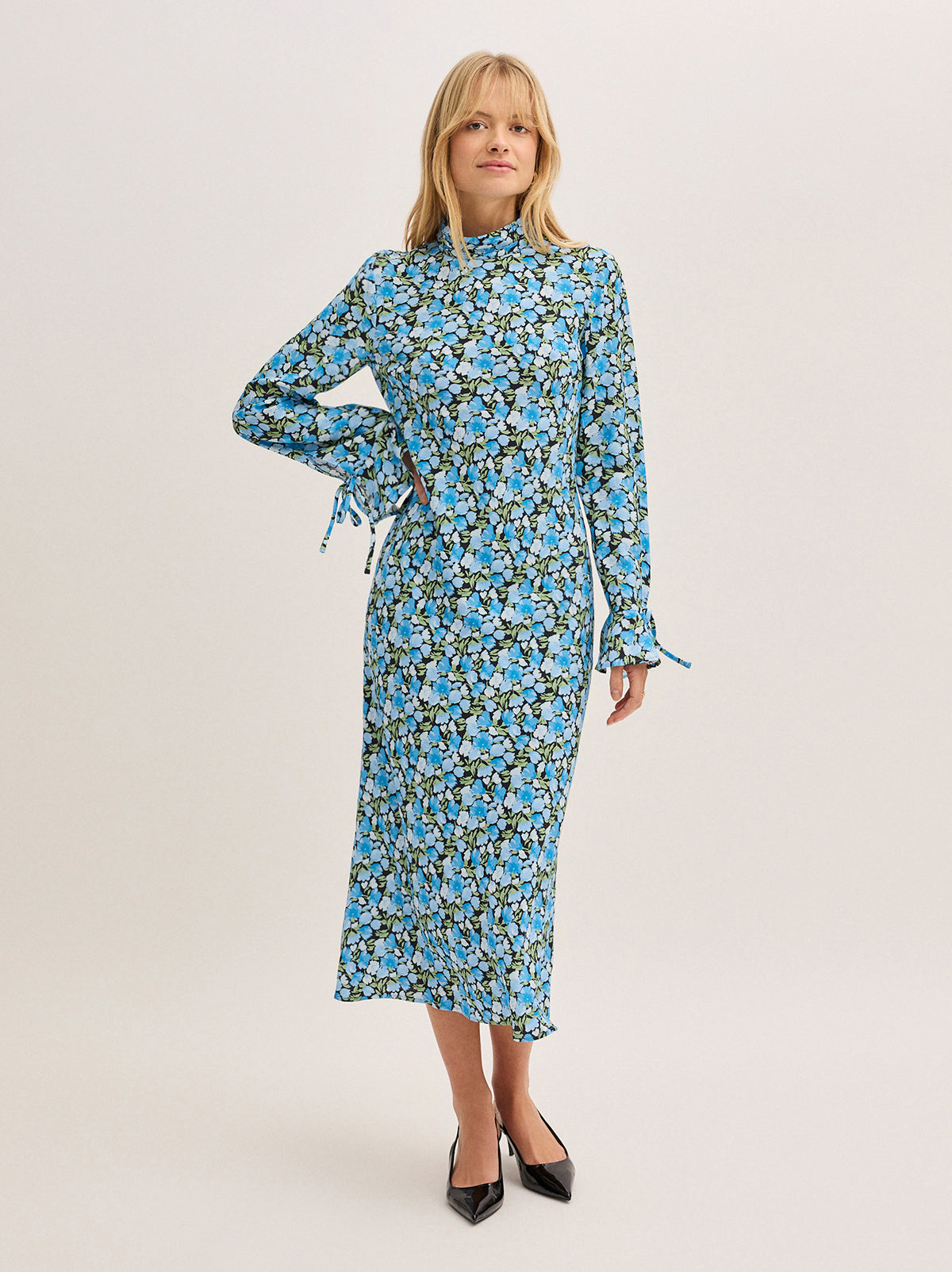 Rory Blue Floral Print Midi Dress By KITRI Studio