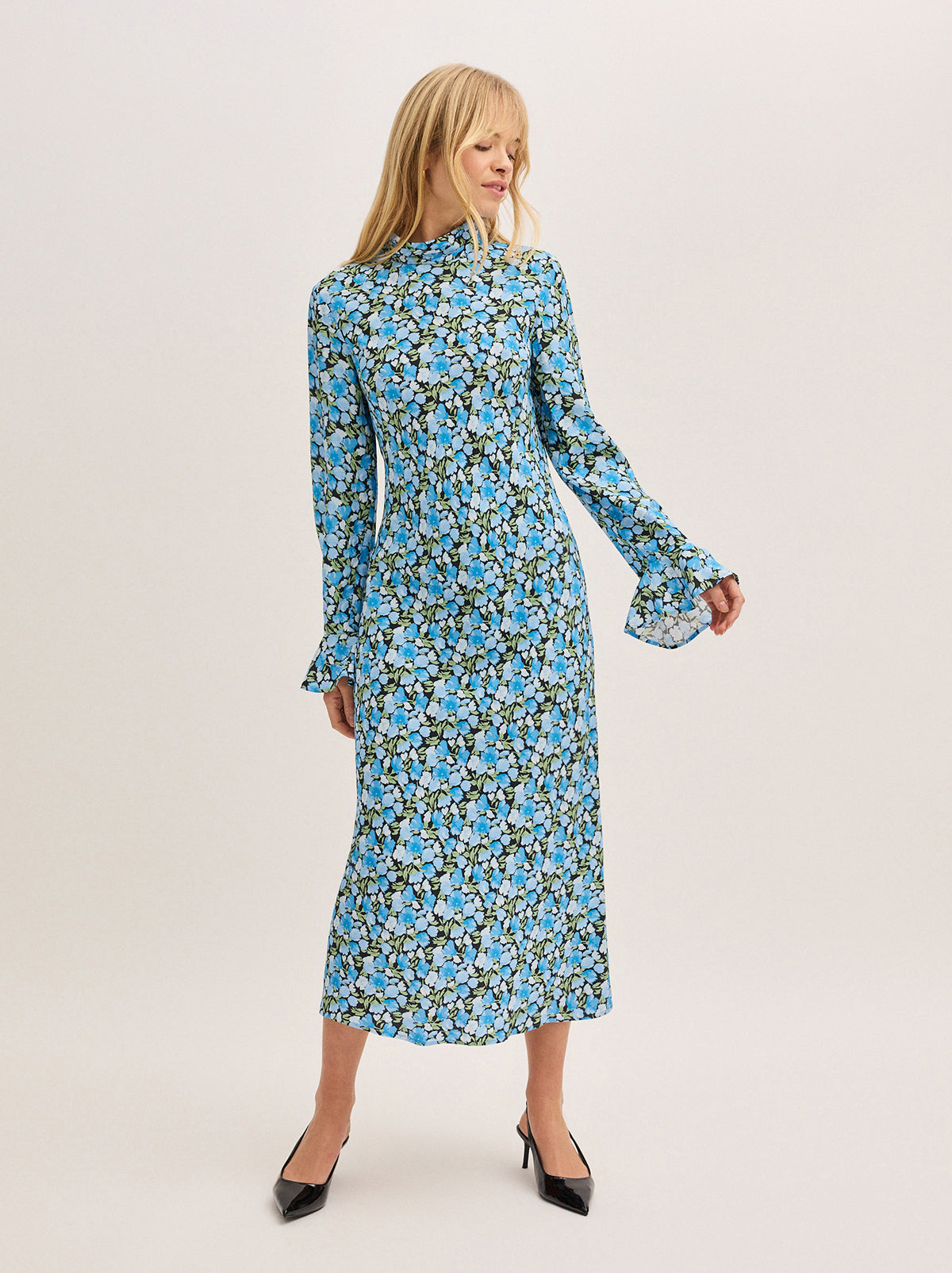 Rory Blue Floral Print Midi Dress By KITRI Studio