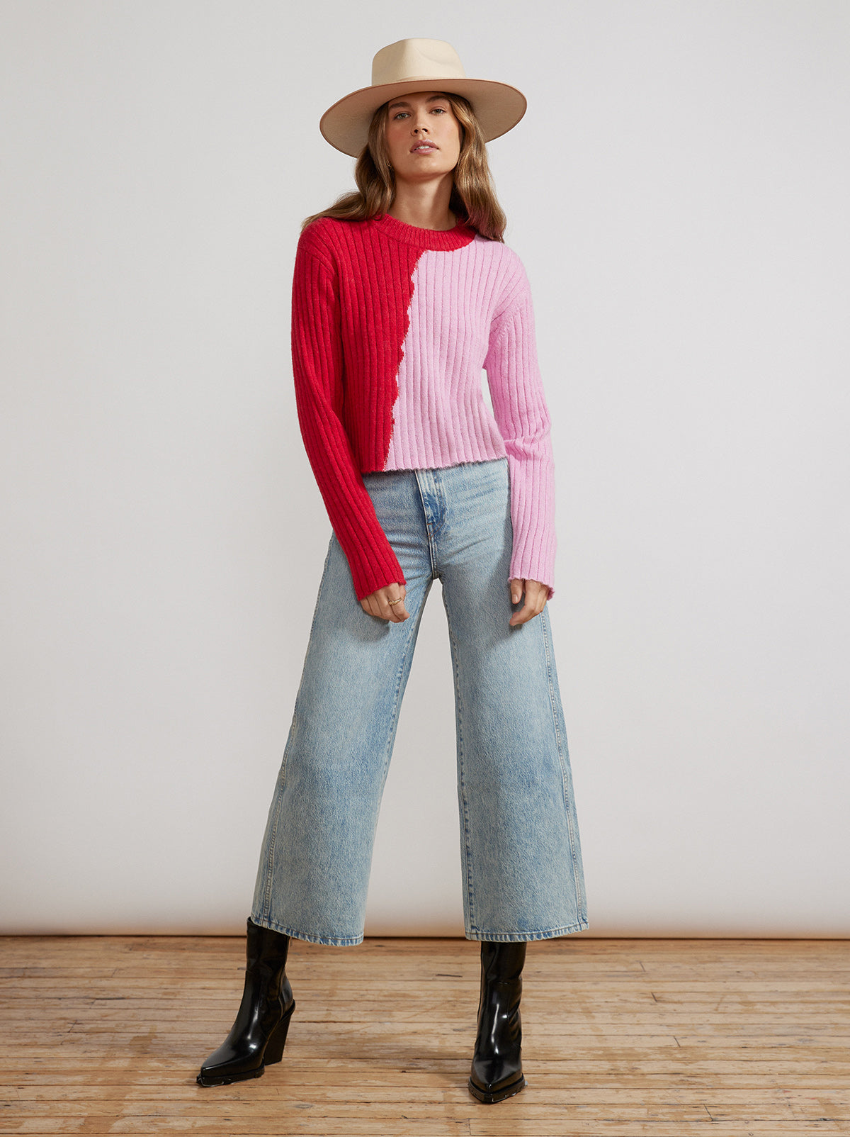 Rory Pink And Red Sweater By KITRI Studio