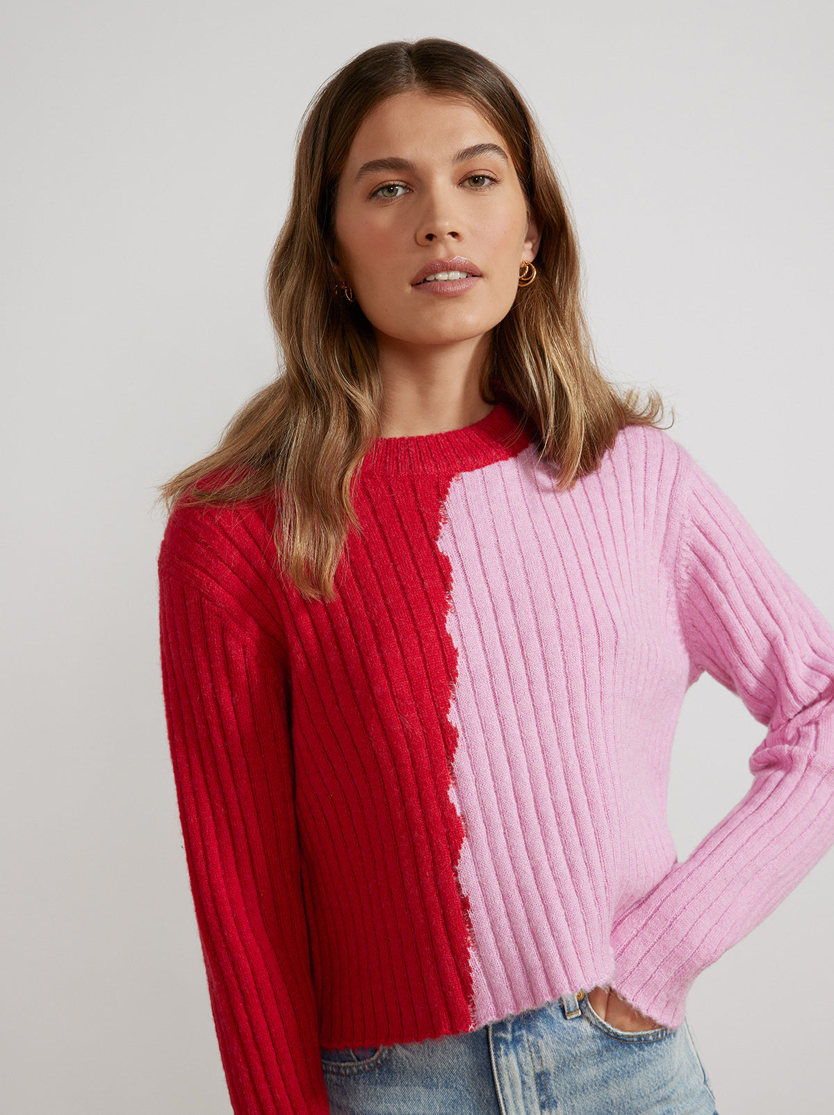 Rory Pink And Red Sweater By KITRI Studio