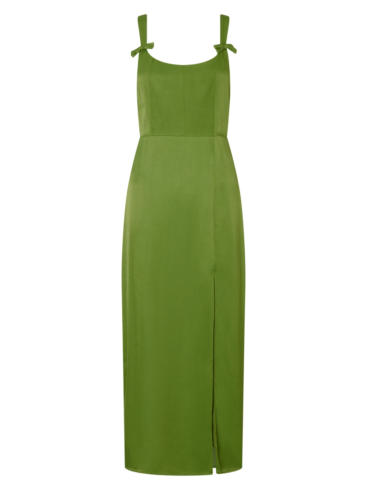 Rosalind Kiwi Green Satin Midi Dress By KITRI Studio