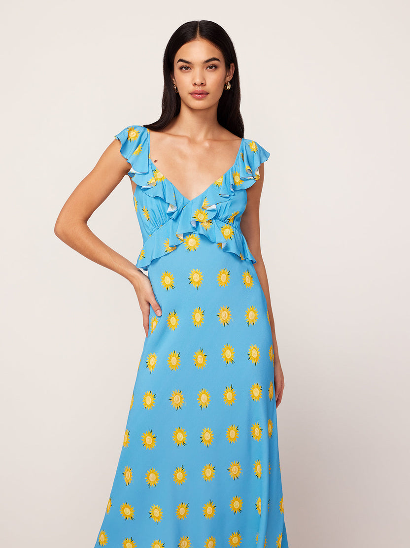 【新色】Sunflower-Printed Midi Dress forest