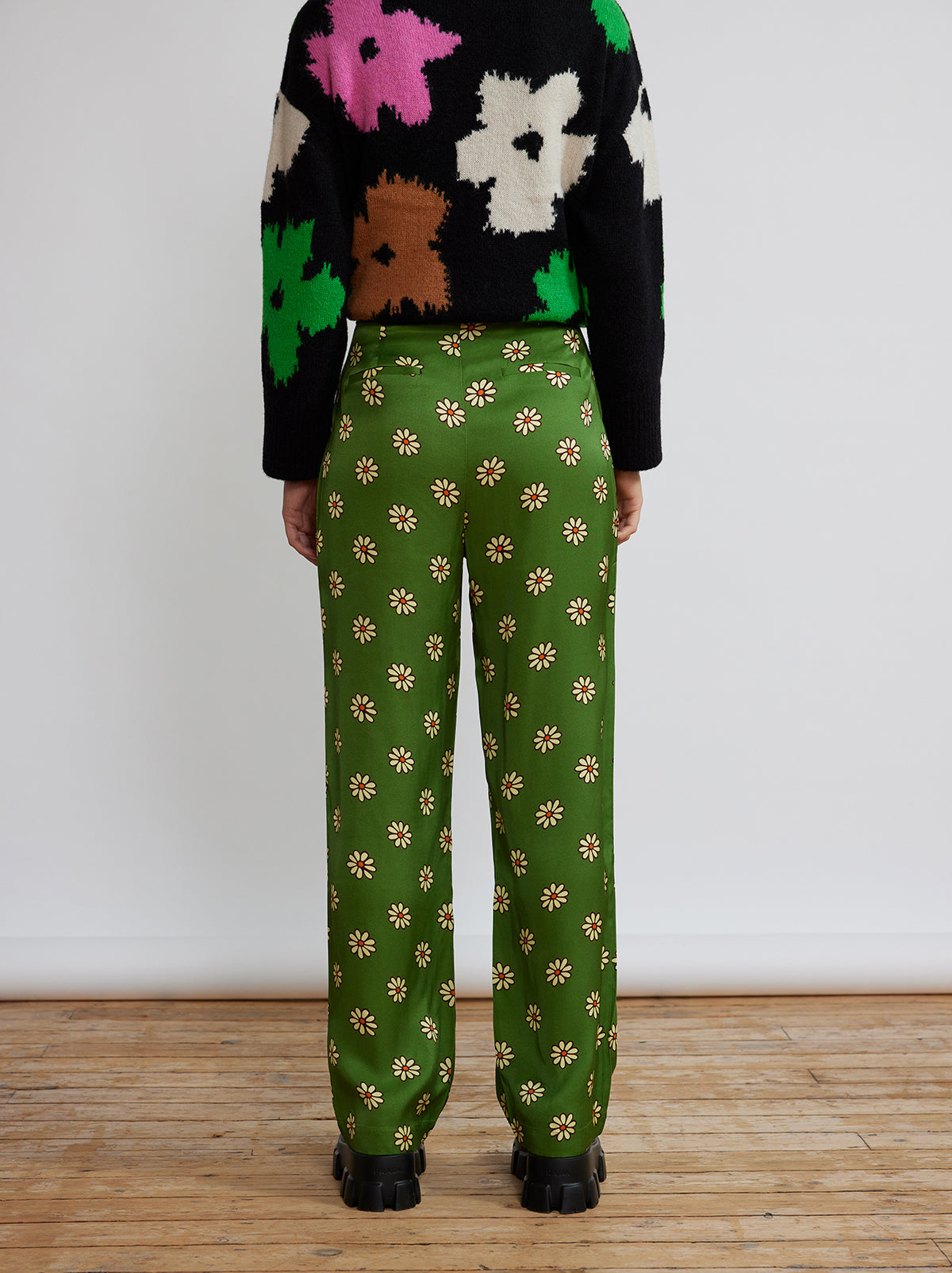 Rowan Green Retro Floral Trousers By KITRI Studio