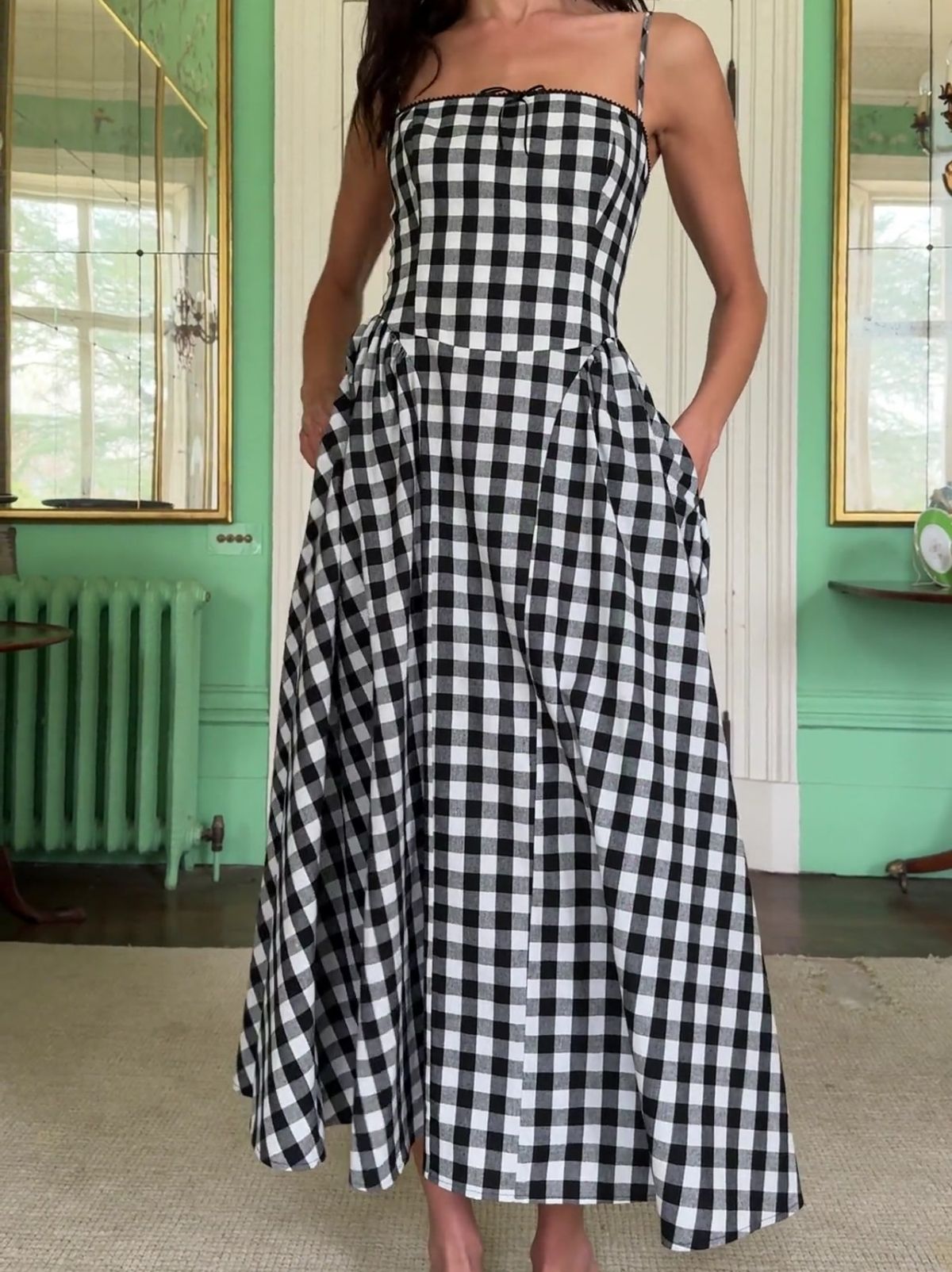 Sabrina Gingham Linen Blend Dress By KITRI Studio