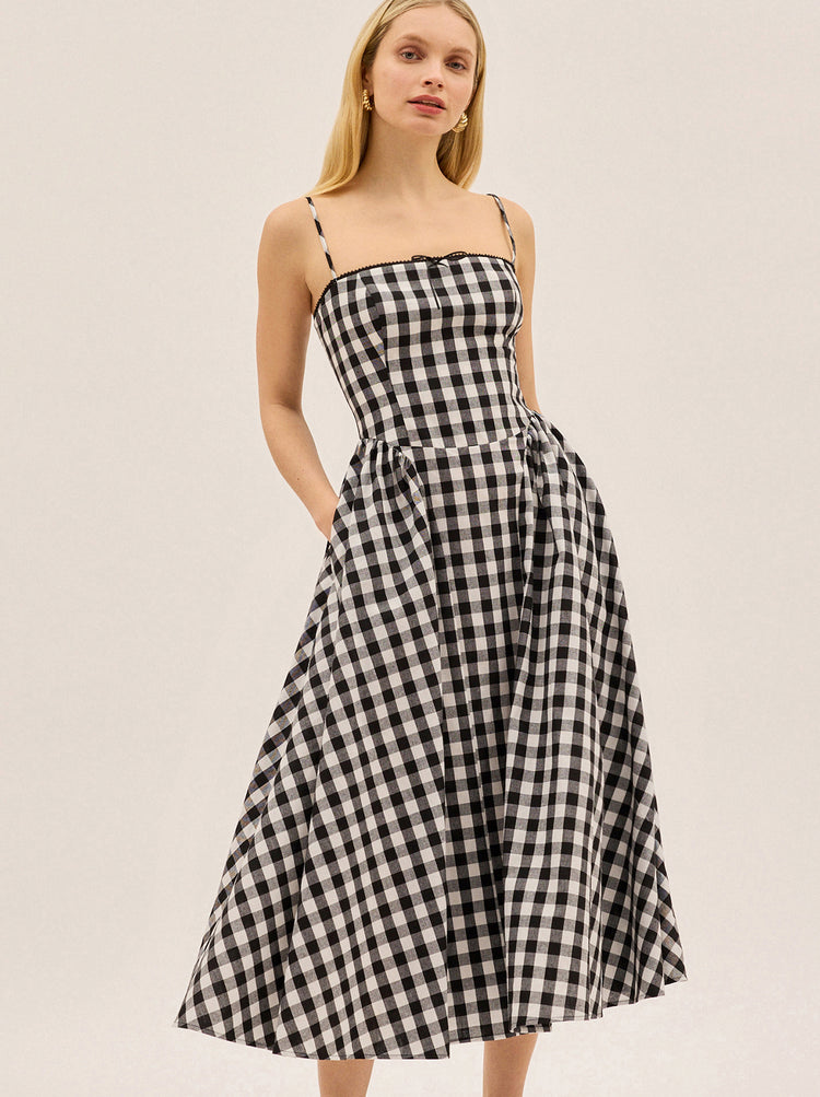 Sabrina Gingham Linen Blend Dress By KITRI Studio