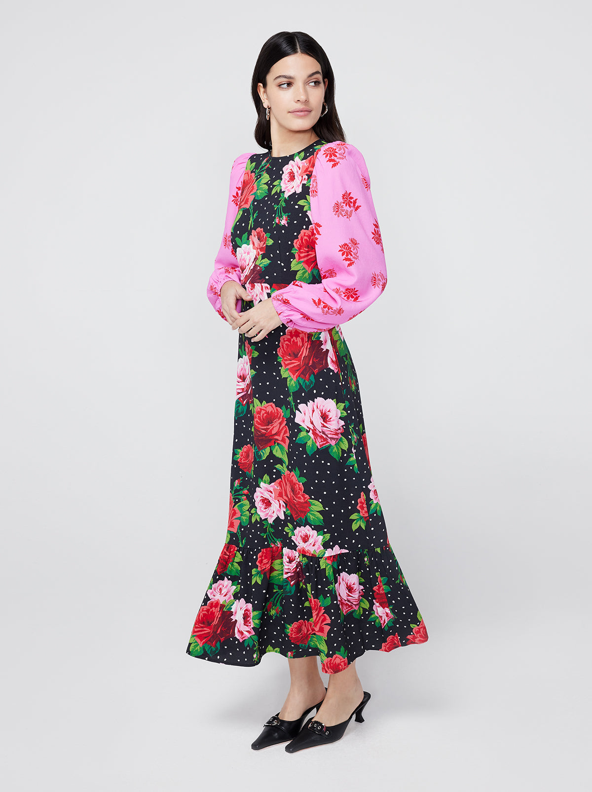 Samara Rose Mixed Print Midi Dress By KITRI Studio