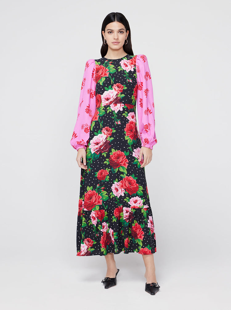 Samara Rose Mixed Print Midi Dress By KITRI Studio