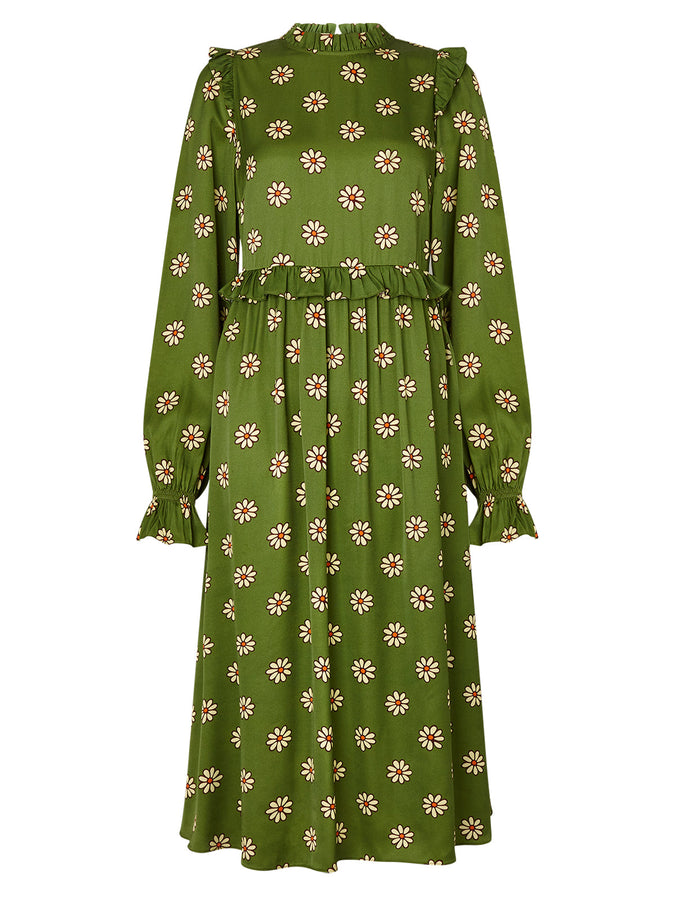 Savannah Green Retro Floral Midi Dress | KITRI Studio