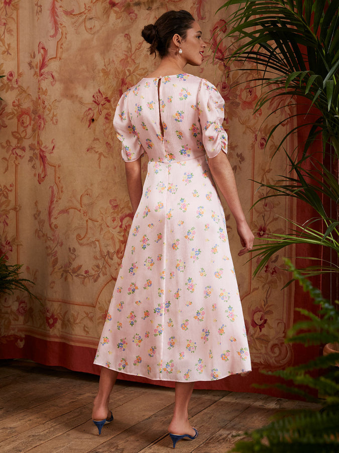 Serafina Pink Floral Print Vintage Maxi Dress Women's Vintage Dresses