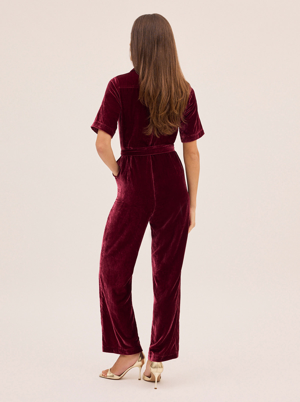 Serena Burgundy Velvet Jumpsuit By KITRI Studio