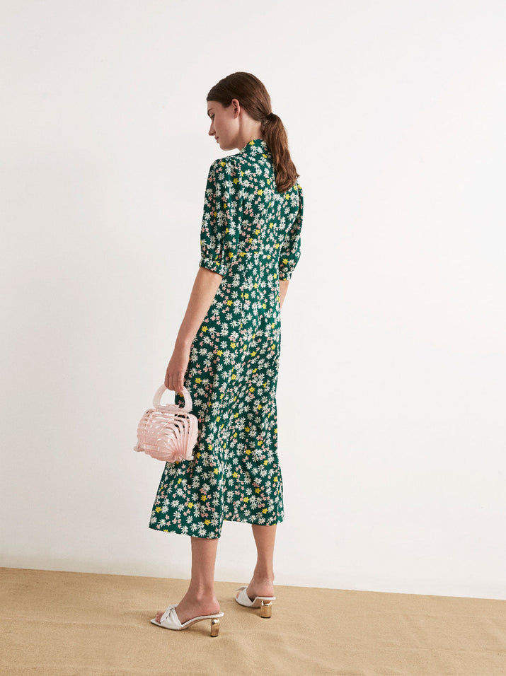 Ganni dalton crepe outlet dress verdant green