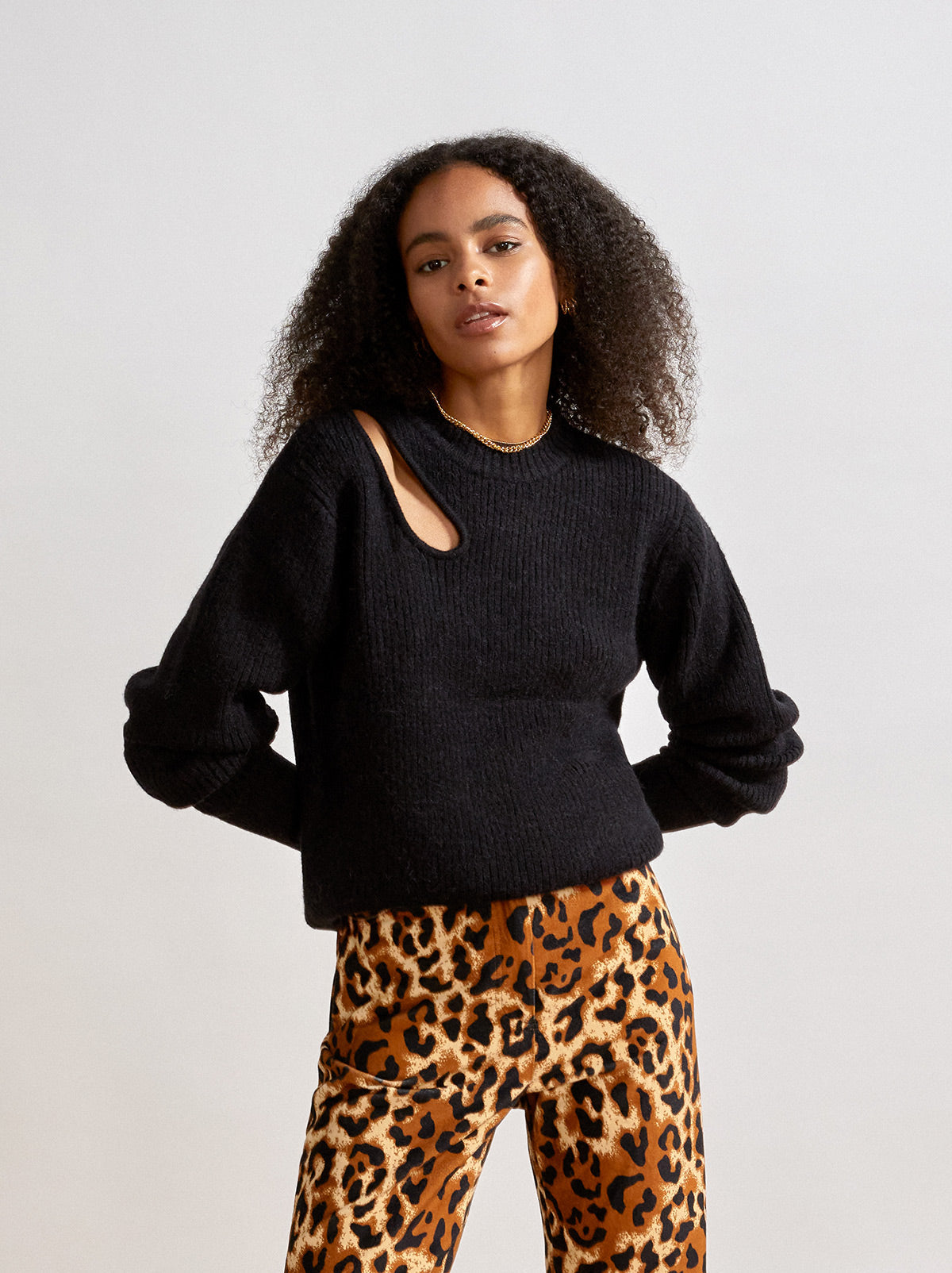 Simone Black Cutout Sweater By KITRI Studio