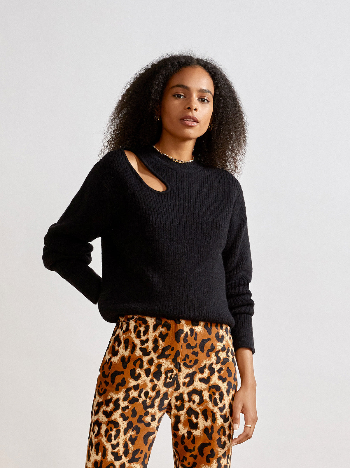 Simone Black Cutout Sweater By KITRI Studio