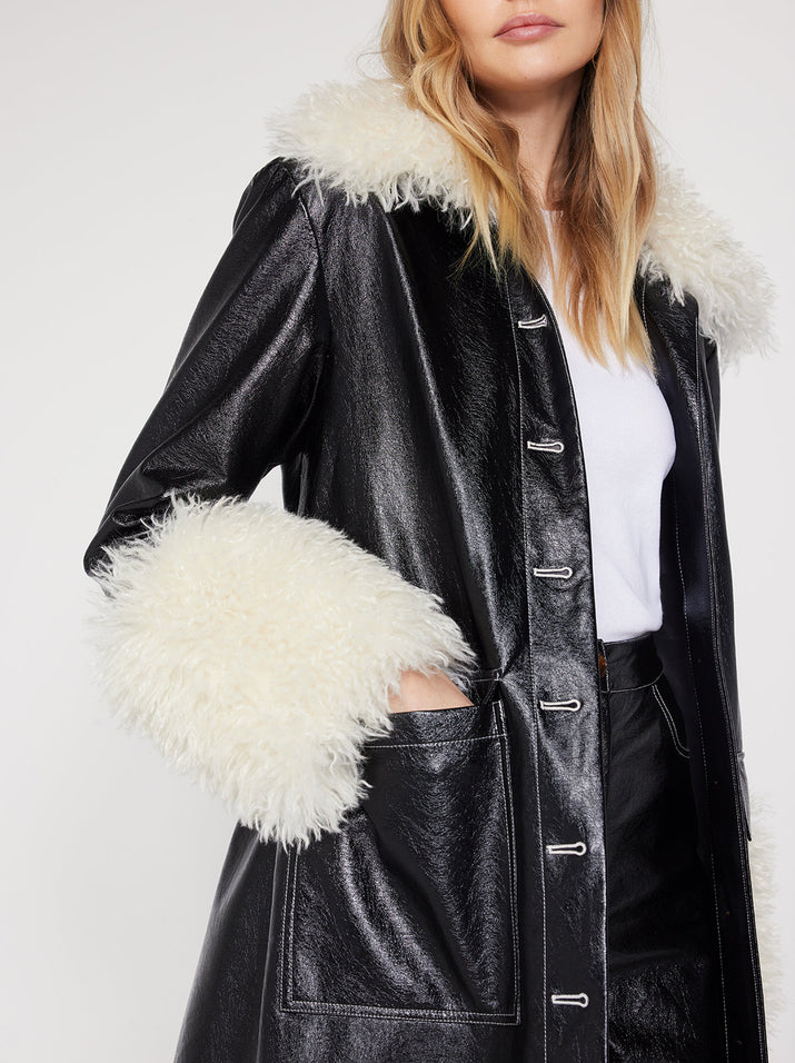 Simone Black Vinyl Coat | KITRI Studio