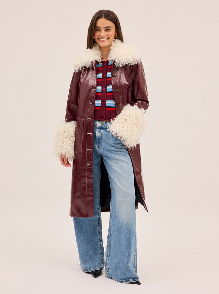 Simone Burgundy Vinyl Coat By KITRI Studio