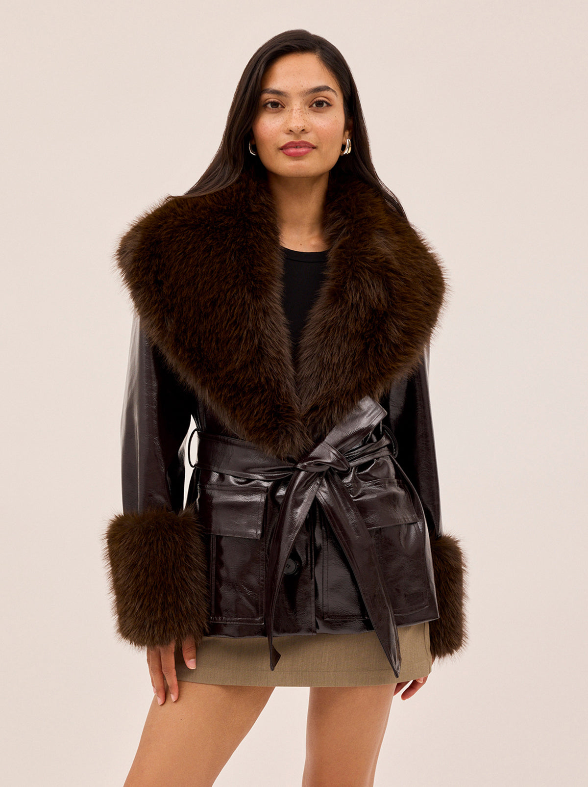 Sophie Dark Chocolate Vinyl Jacket By KITRI Studio