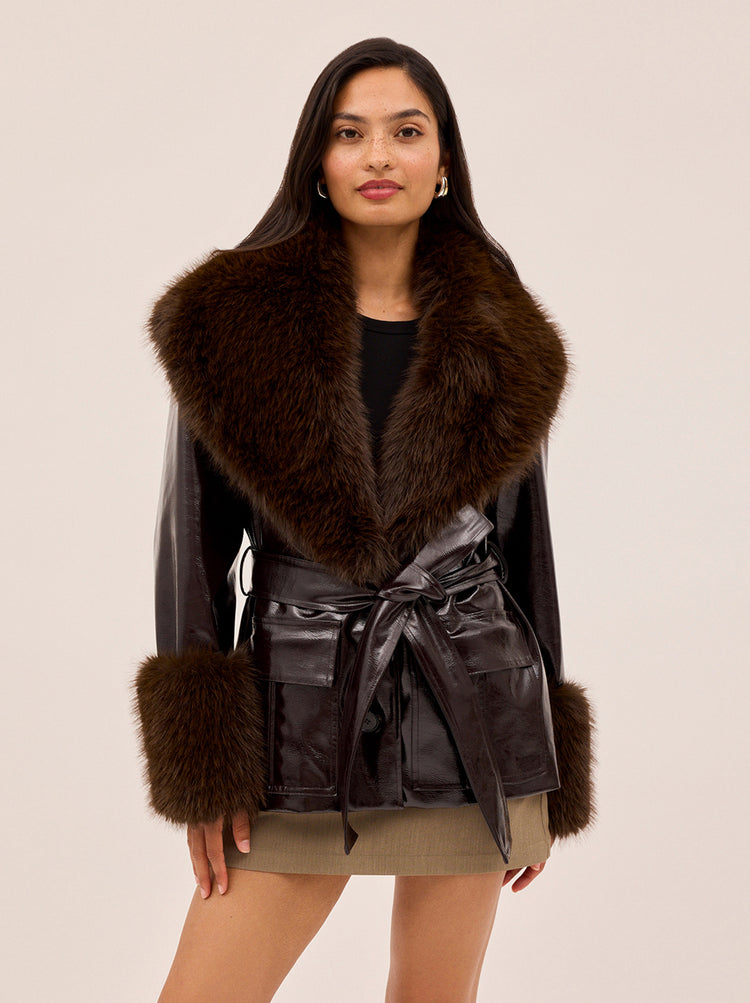 Sophie Dark Chocolate Vinyl Jacket By KITRI Studio