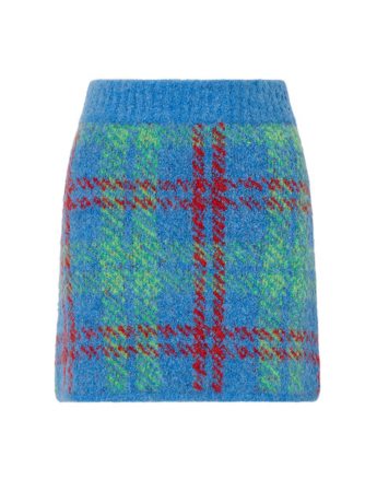 Susan Blue Check Boucle Knit Mini Skirt By KITRI Studio