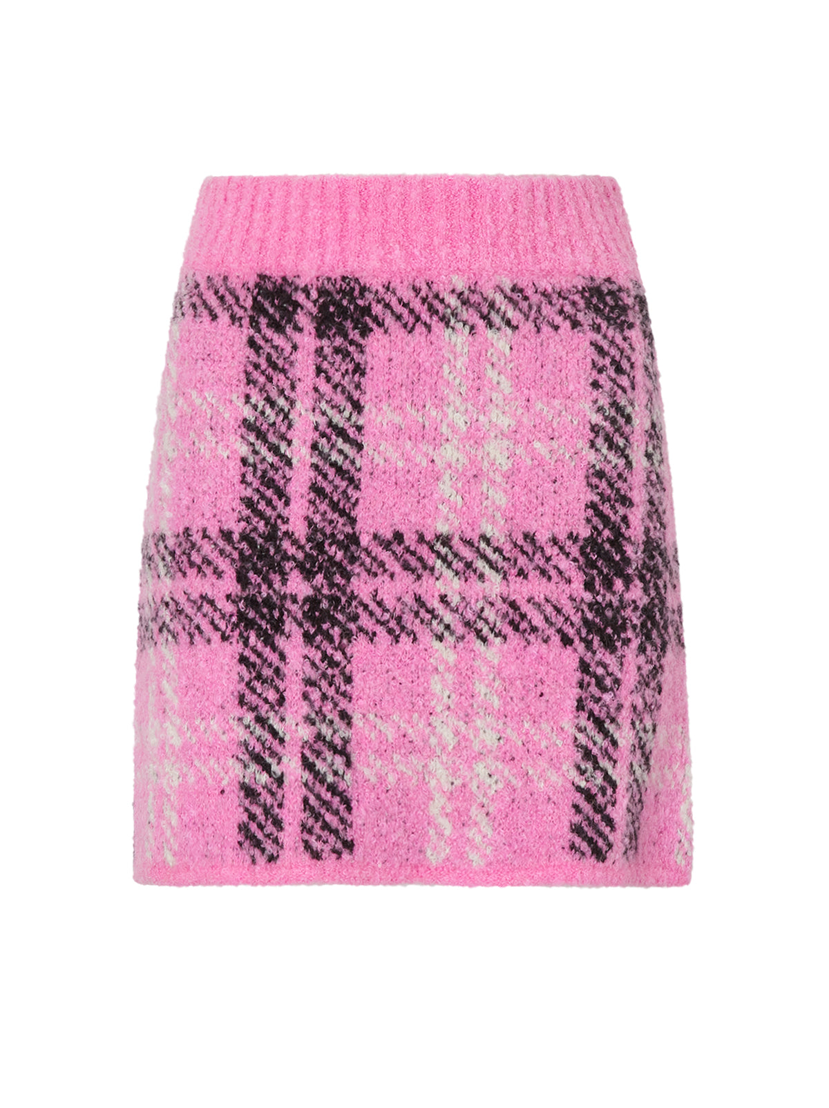 Susan Pink Check Boucle Knit Mini Skirt By KITRI Studio