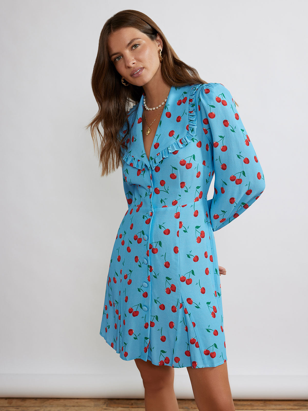 Tabitha Blue Cherry Mini Dress By KITRI Studio