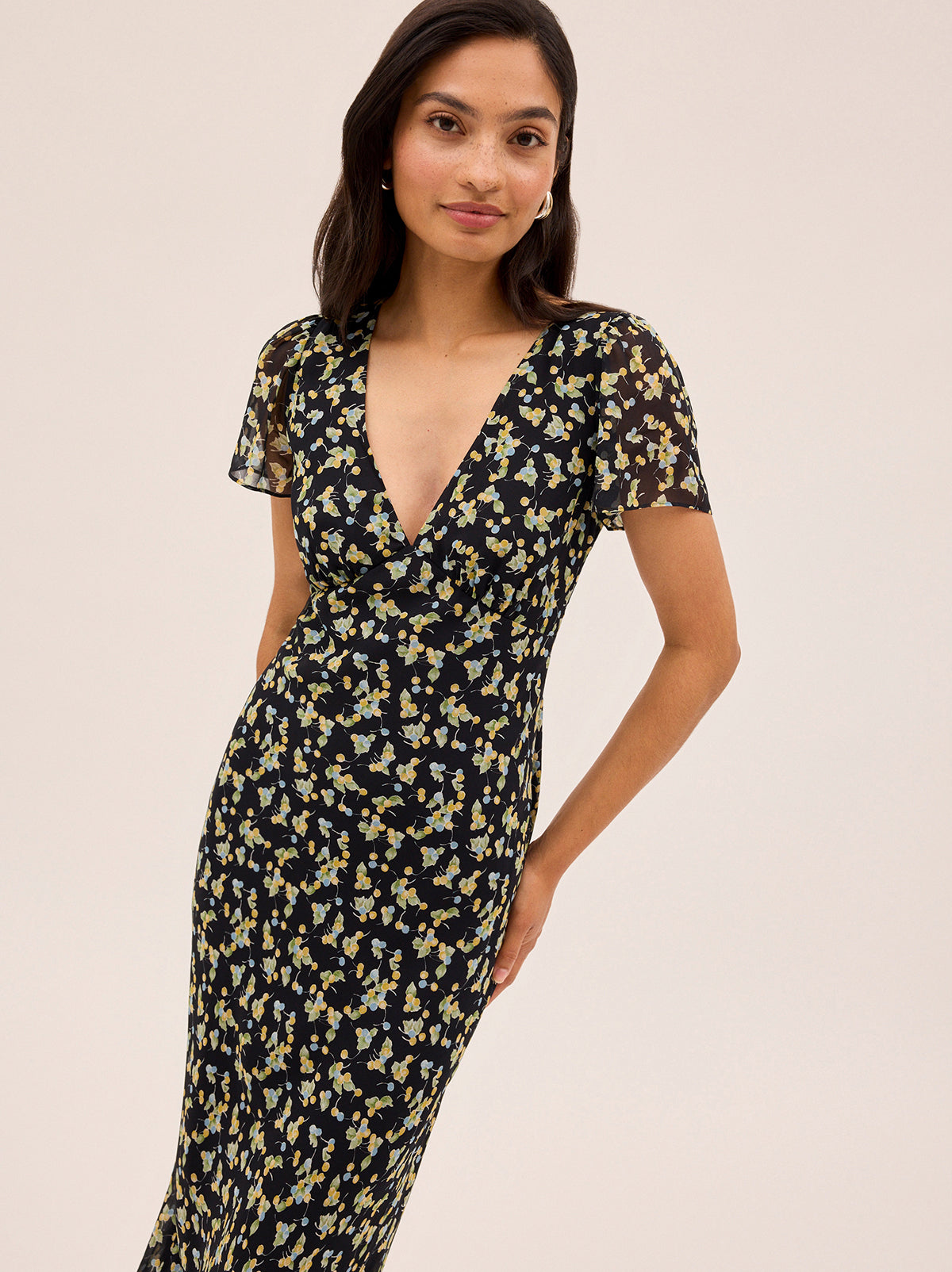 Talia Black Cherry Print Dress By KITRI Studio