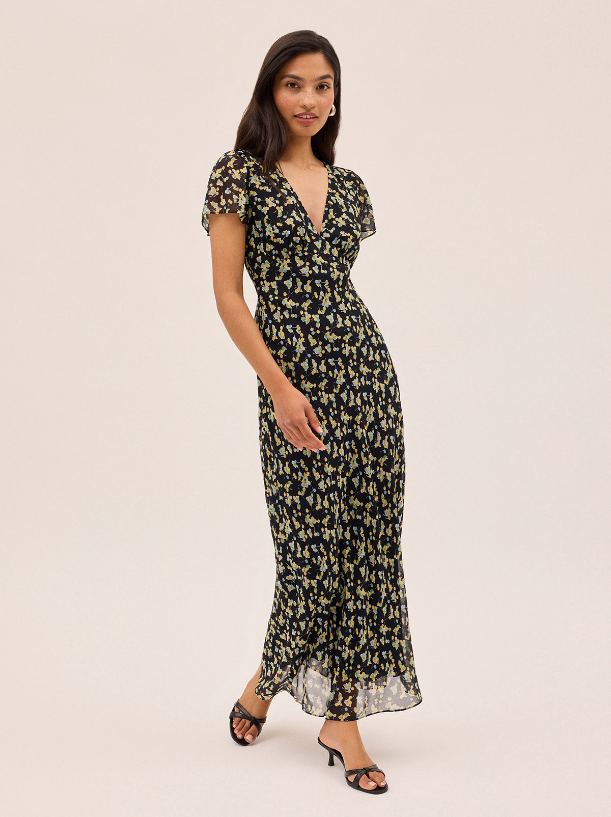 Dahlia Black Cherry Print Maxi Dress | KITRI Studio