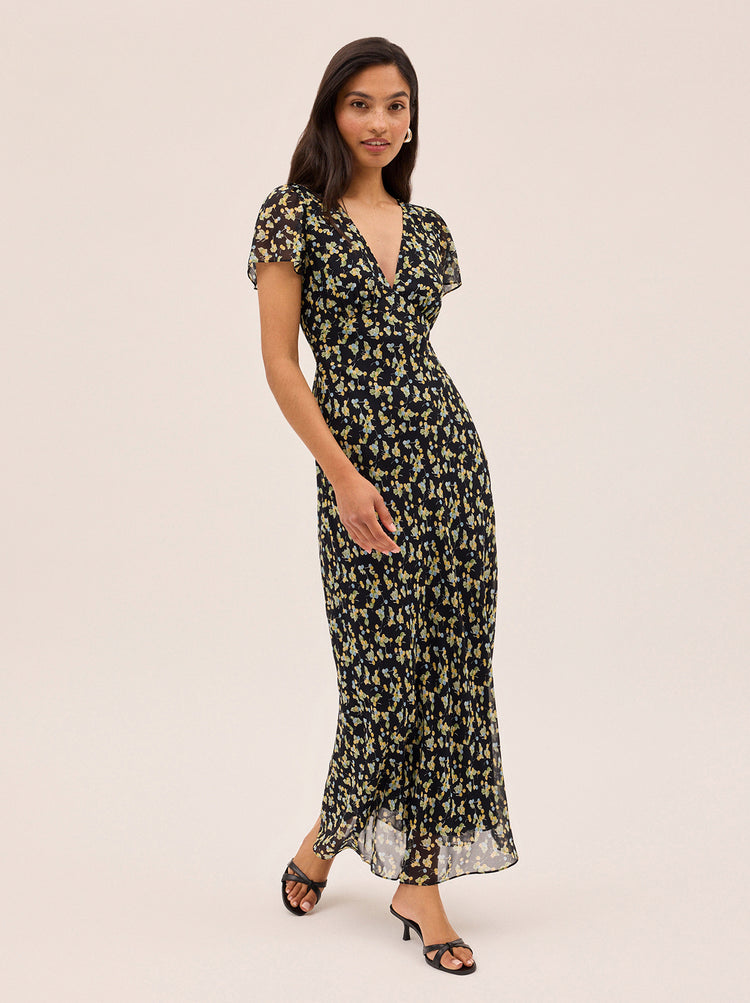 Talia Black Cherry Print Dress By KITRI Studio