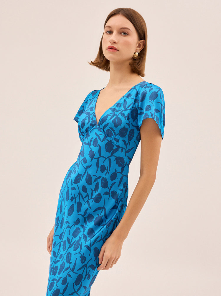 Talia Blue Tulip Print Dress By KITRI Studio