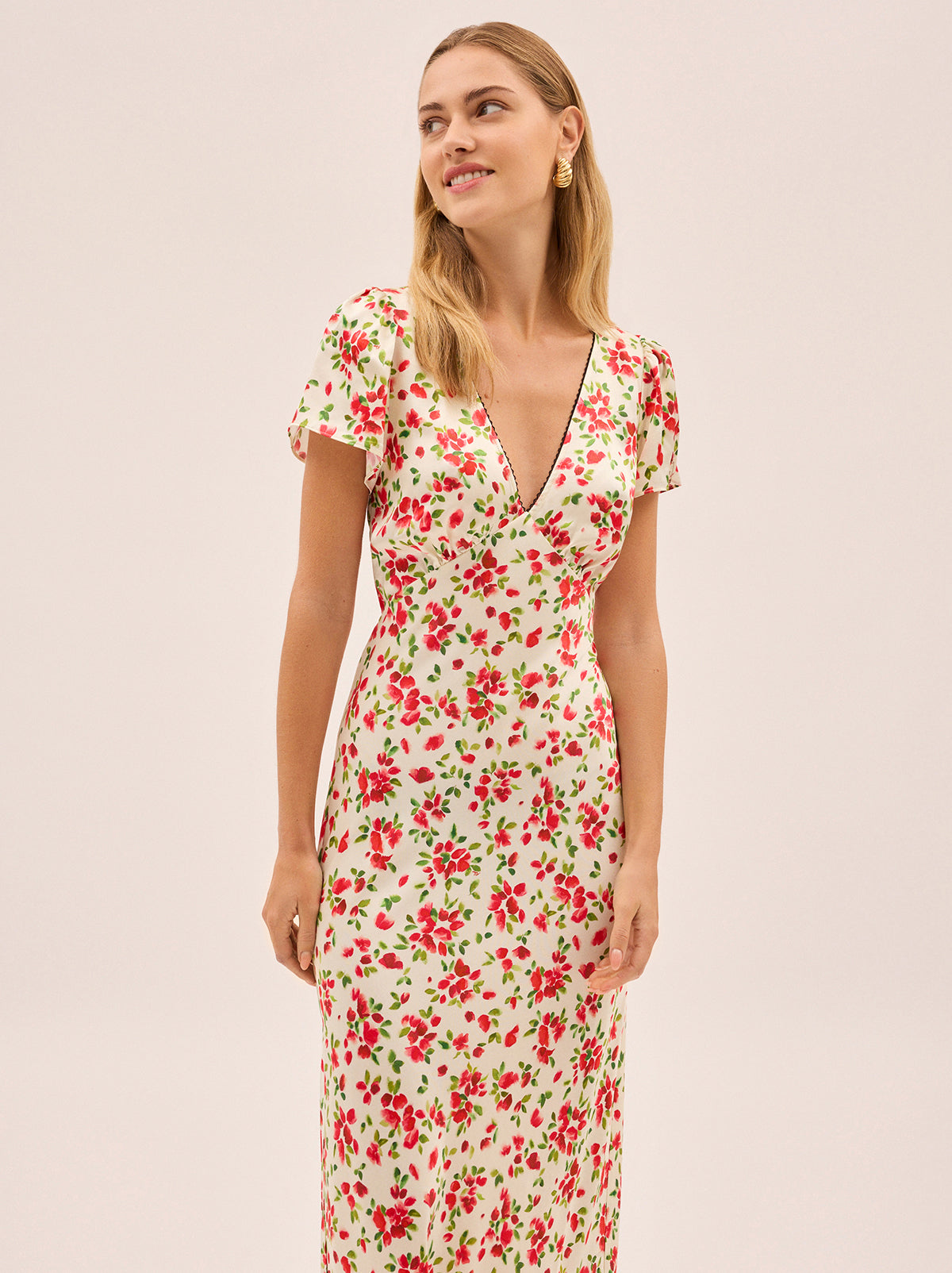 Talia Red Petal Print Dress By KITRI Studio
