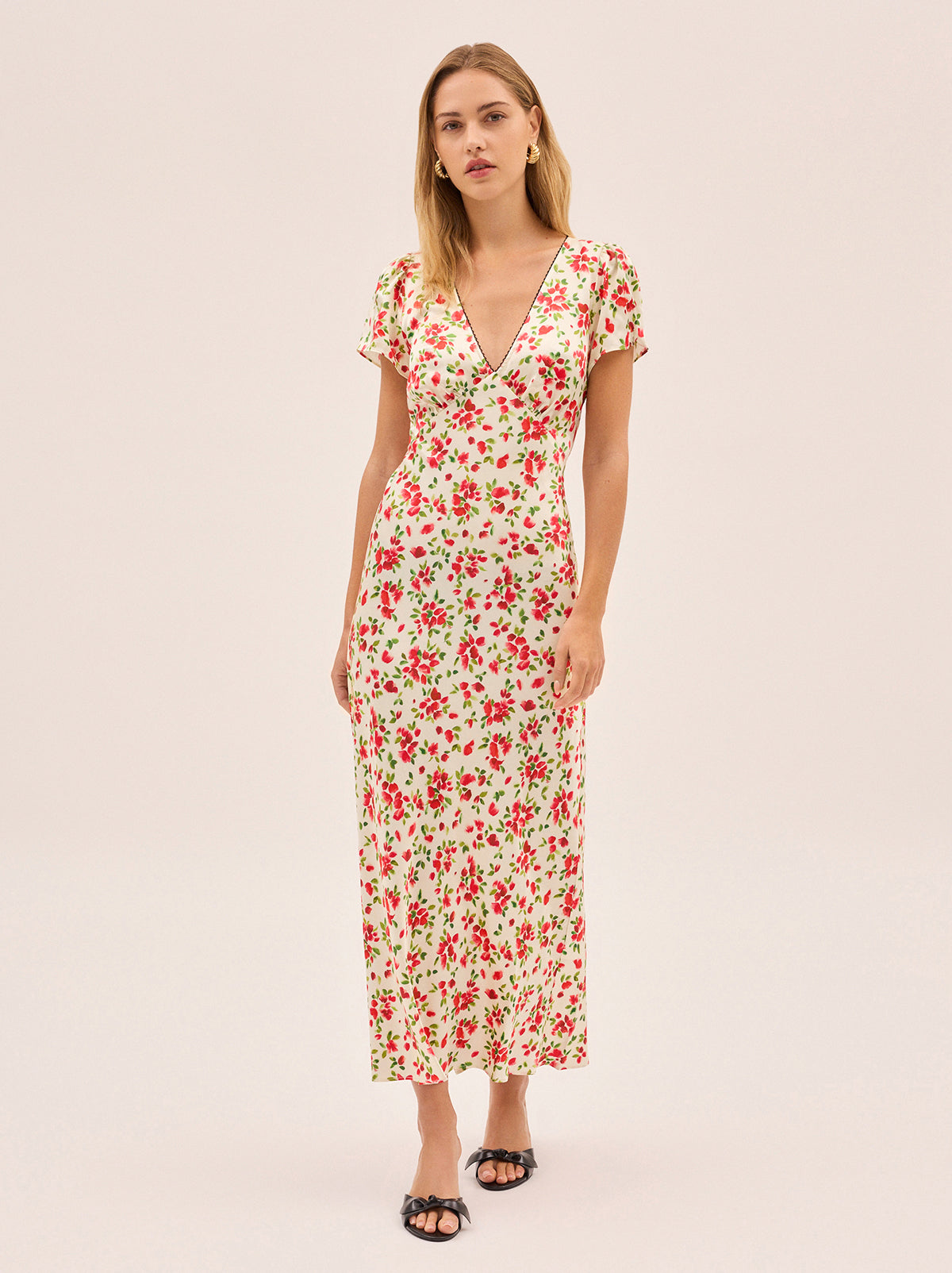 Talia Red Petal Print Dress By KITRI Studio
