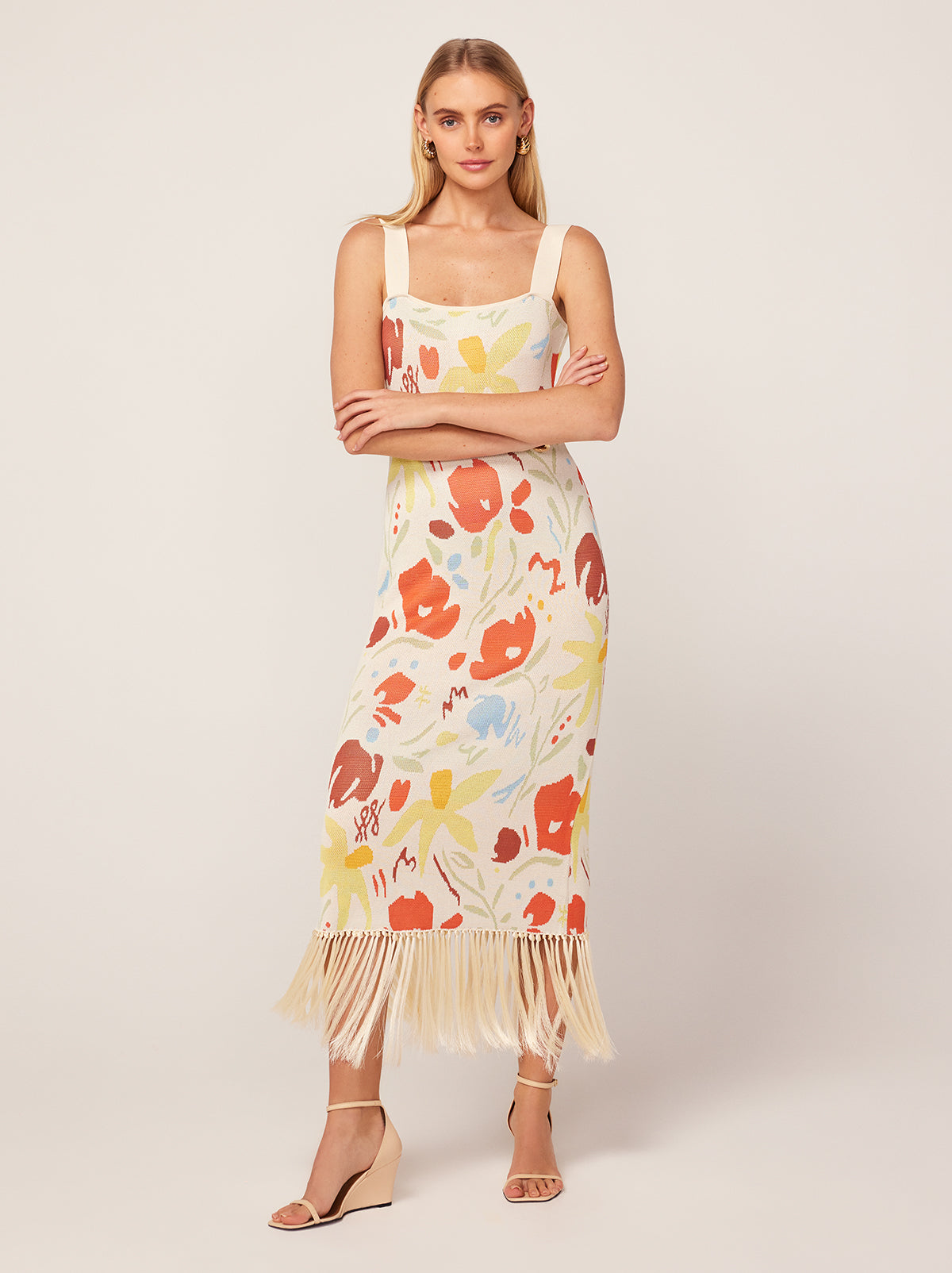 Talitha Pastel Floral Knit Midi Dress KITRI Studio