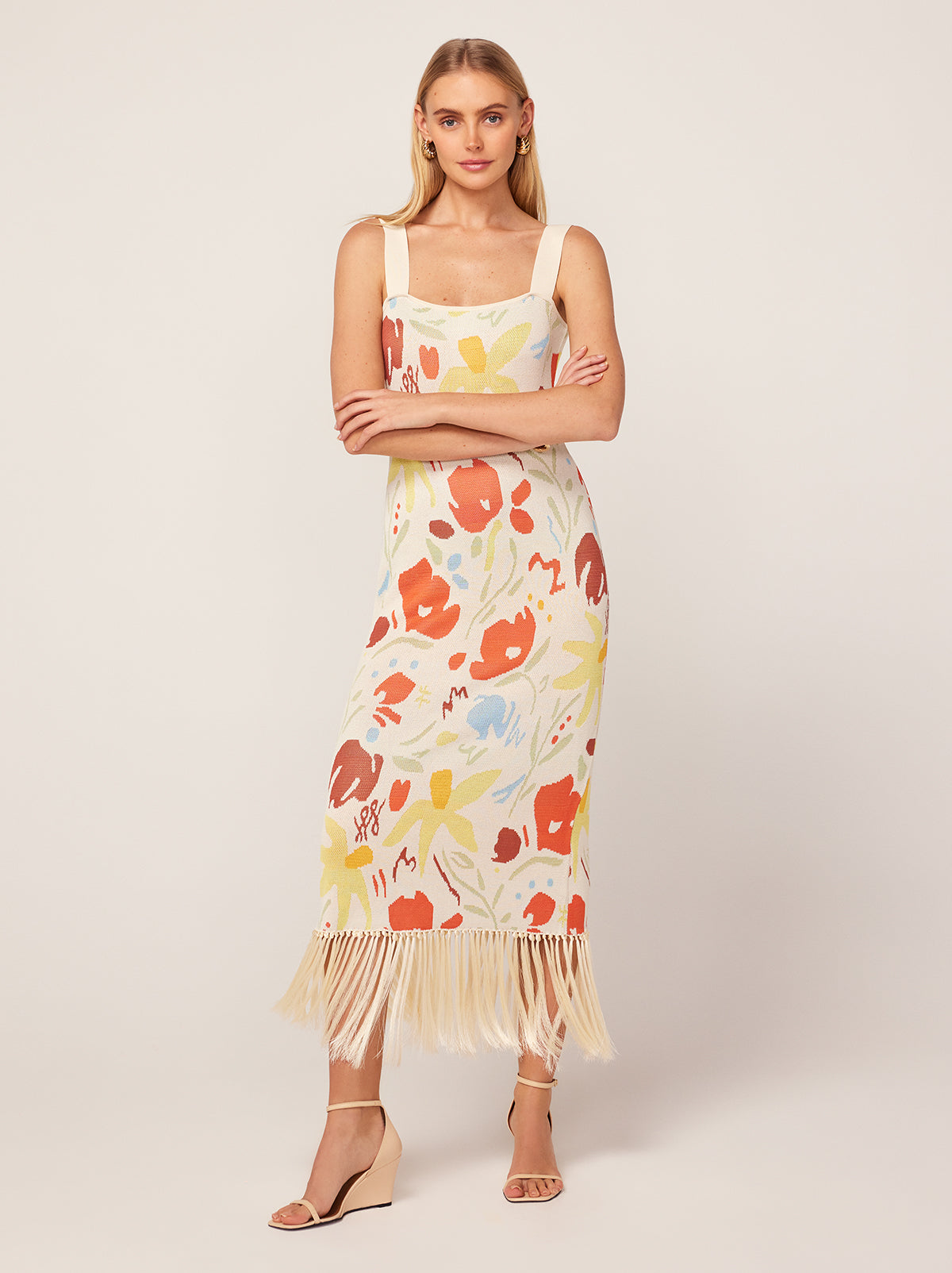 Talitha Pastel Floral Knit Midi Dress By KITRI Studio